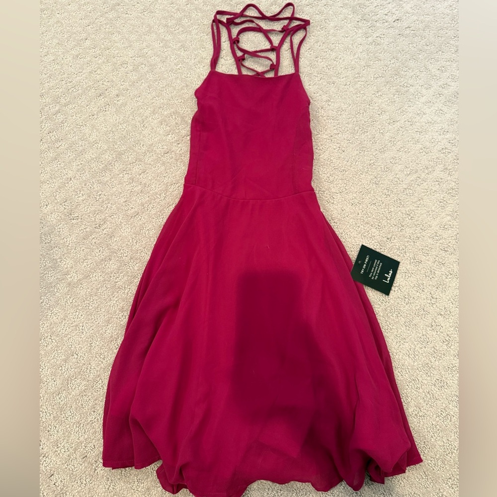 Lulu's Backless Lace Up Dress